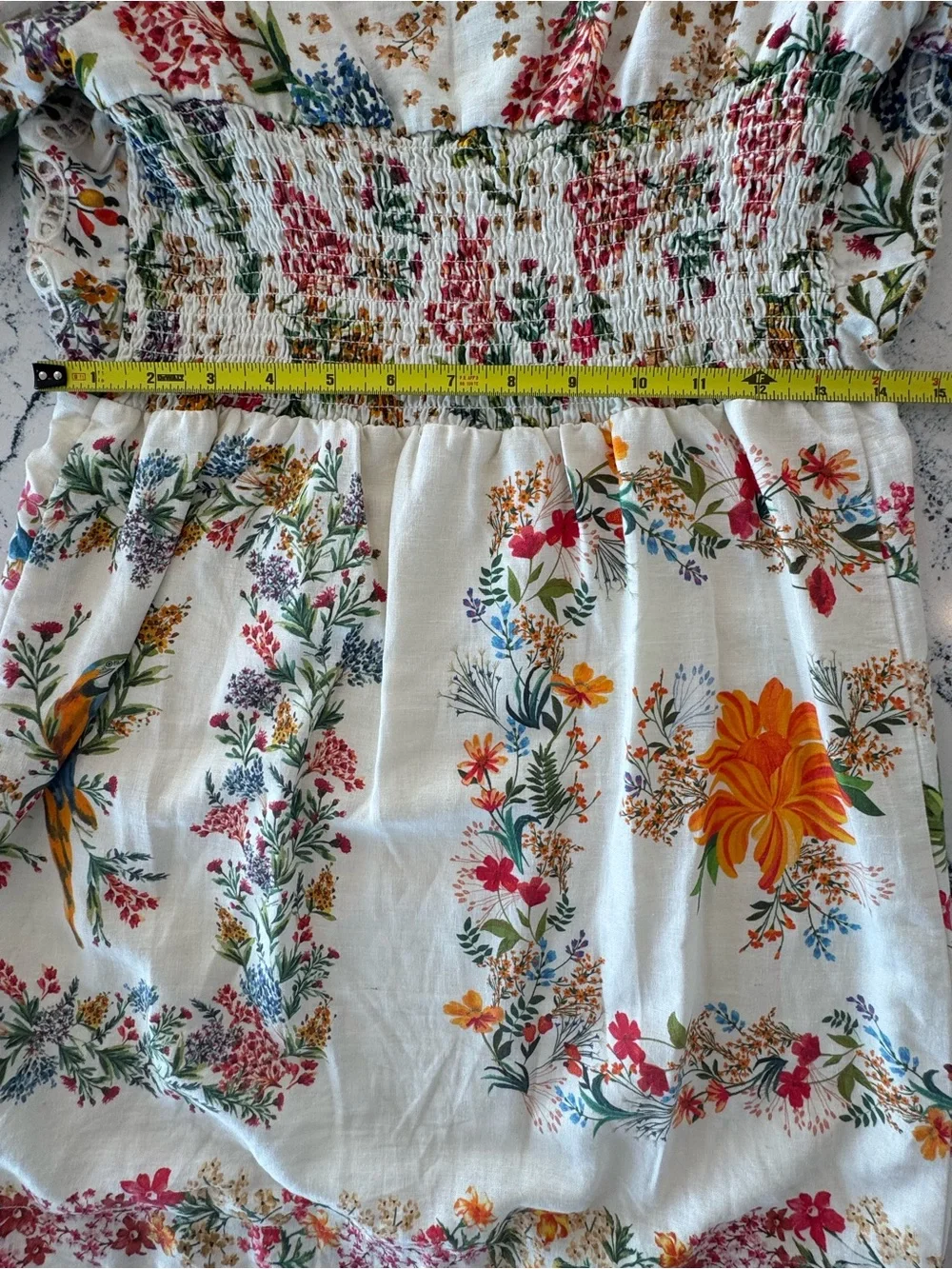 FARM Rio RARE White Floral Lace Dress with Multicolor Tropical Print Size Small